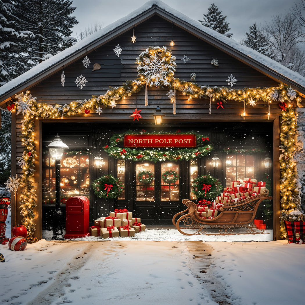 The North Pole Post Christmas Garage Door Banner Garage Door Wraps Christmas Xmas Decor Gifts