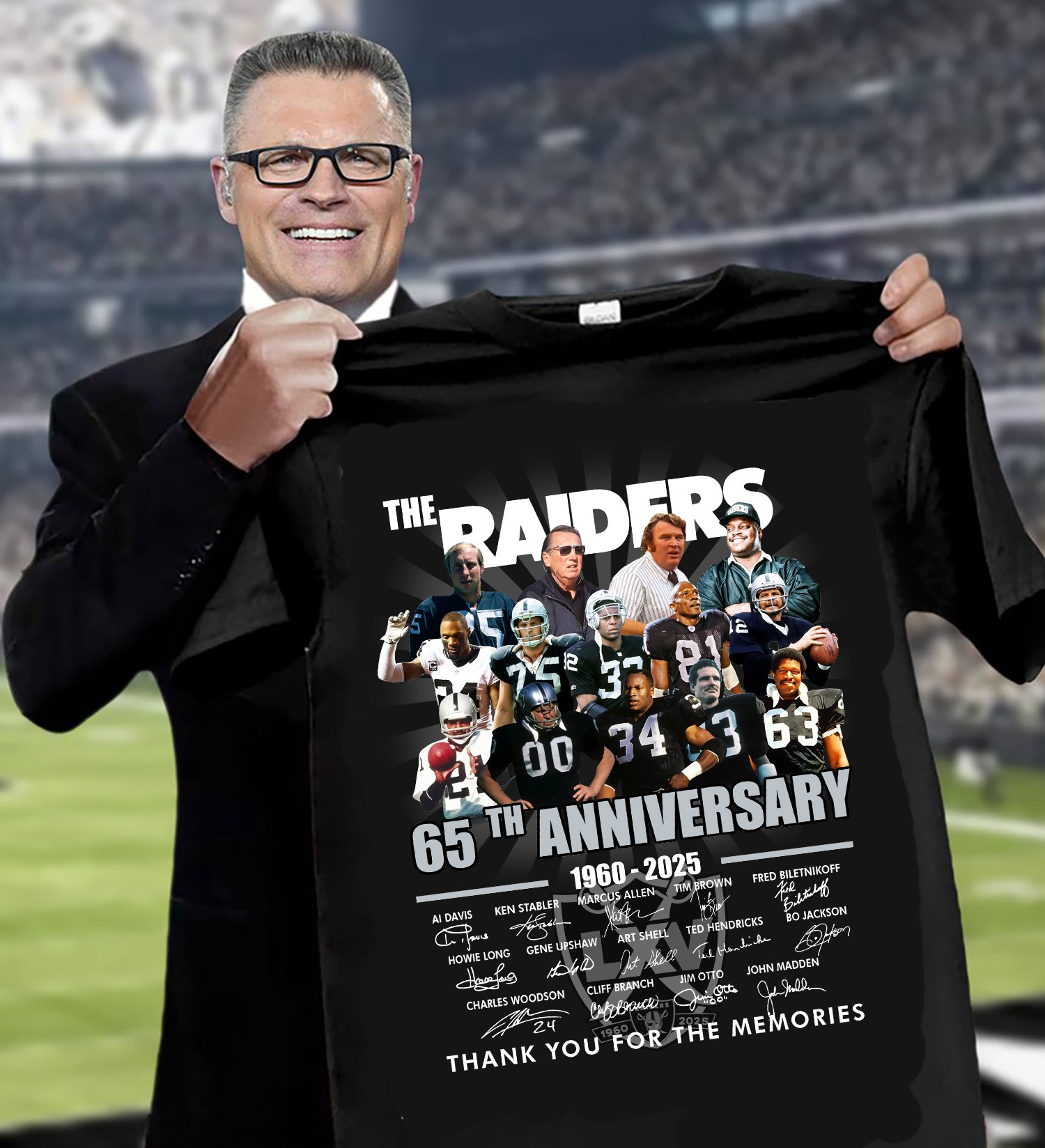 The Oakland Raiders 65Th Anniversary 1960-2025 Shirt Thank You For Memories Fan Gifts
