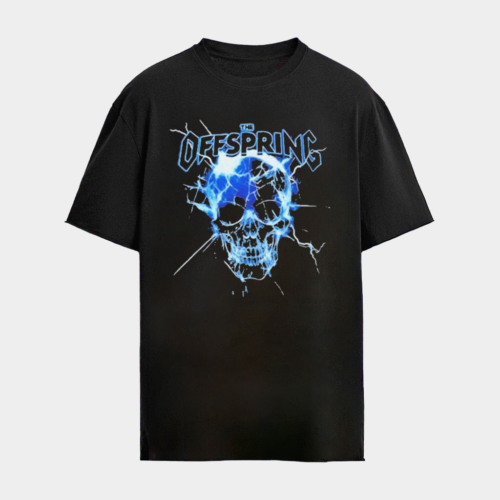The Offspring Blue Crystal Skull Electric Lightning Heavy Metal Band Shirt Fan Apparel The Offspring Blue Crystal Skull Electric Lightning Heavy Metal Band Shirt Fan Apparel