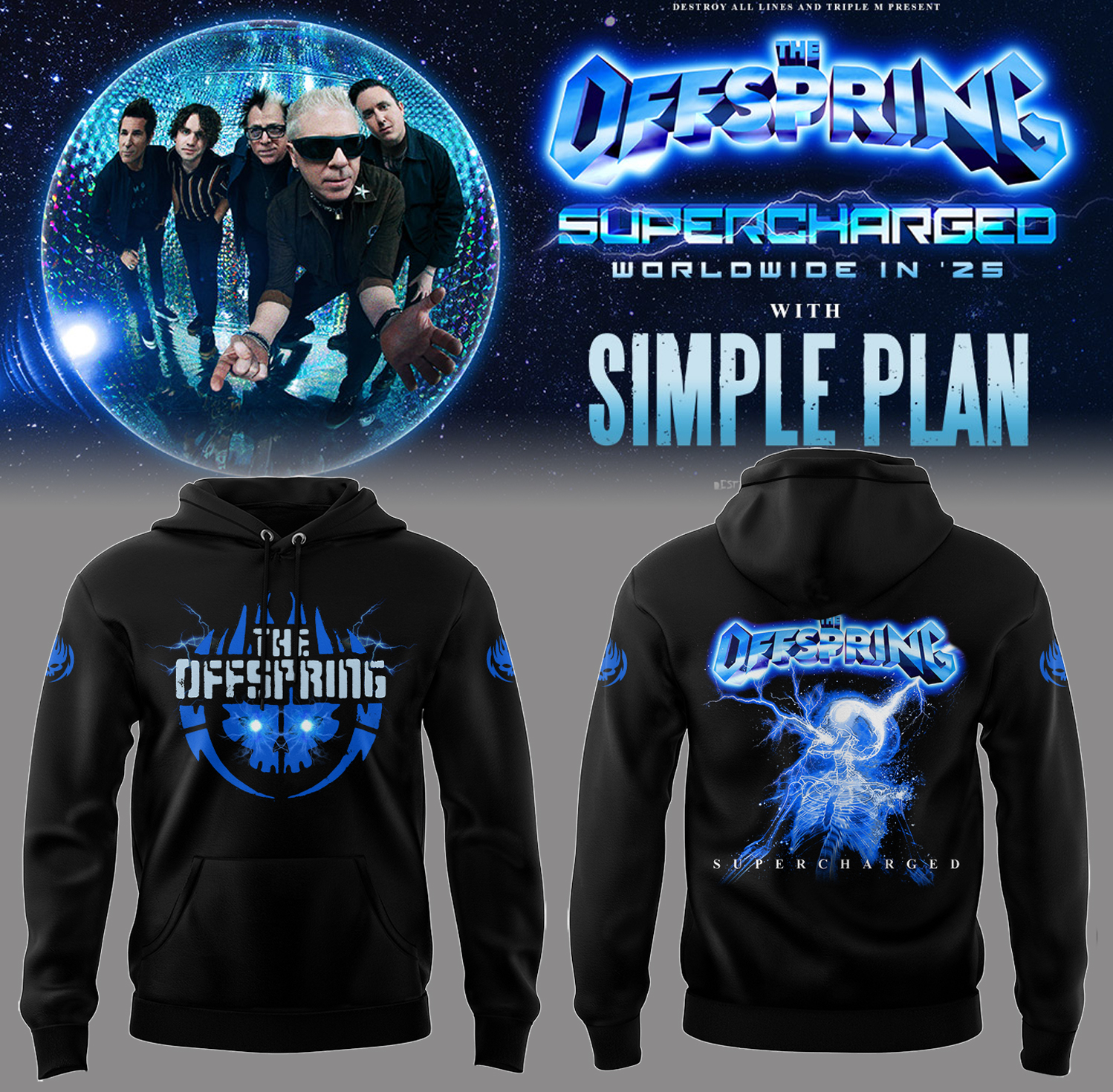 The Offspring Supercharged Worldwide in 25 Tour Hoodie Presents for Fans