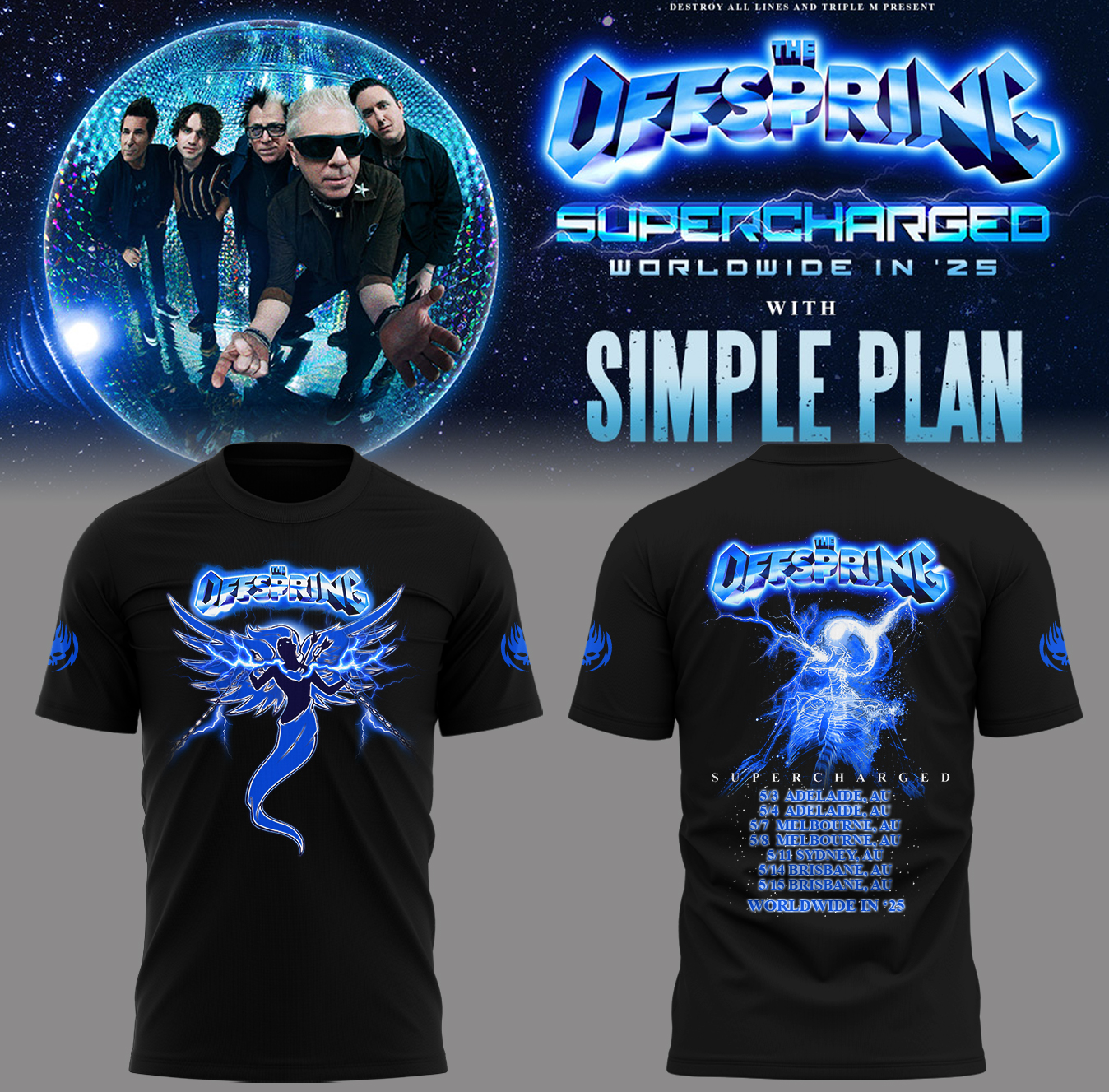 The Offspring Supercharged Worldwide in 25 Tour T-Shirt Best Gift for Fans
