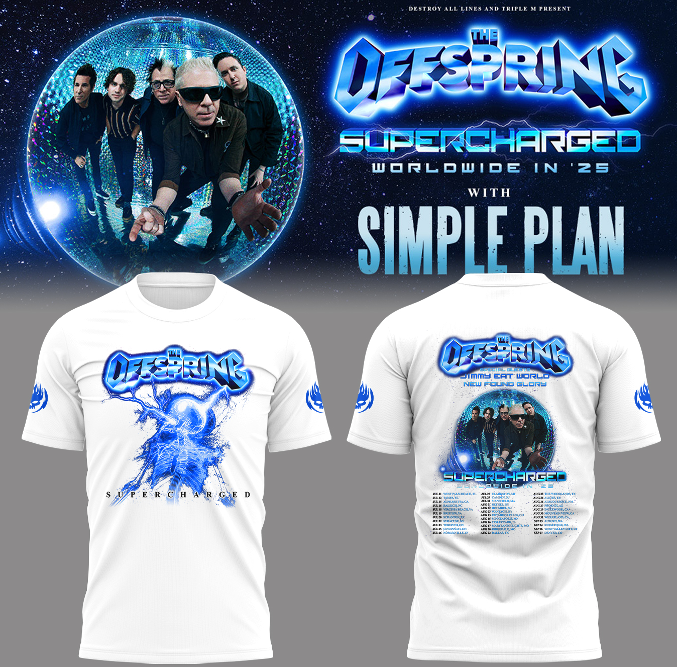 The Offspring Supercharged Worldwide in 25 Tour T-Shirt Gift for Fans