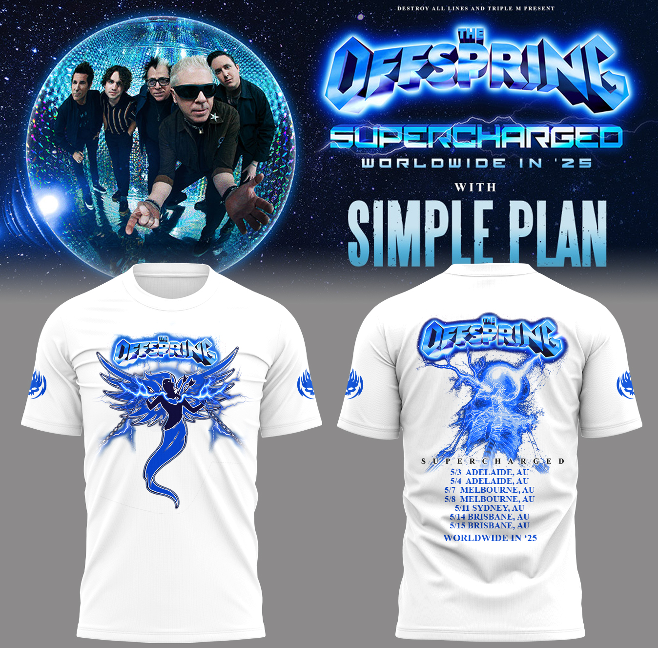 The Offspring Supercharged Worldwide in 25 Tour T-Shirt Presents for Fans