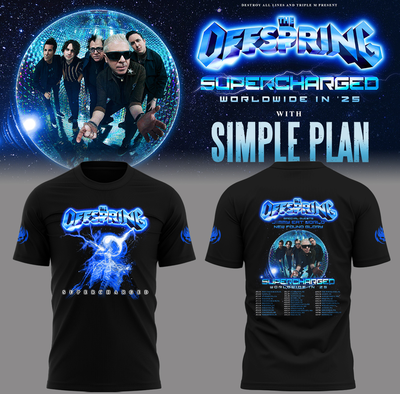 The Offspring Supercharged Worldwide in 25 Tour T-Shirt Unique Gift for Fans