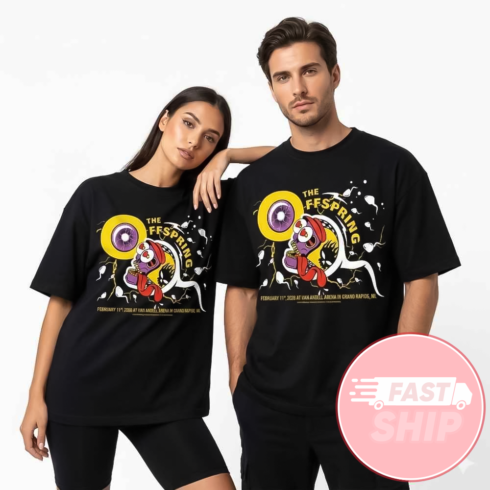 The Offspring SUPERCHARGED Worldwide In 26 Tour At Van Andel Arena Grand Rapids February 11 2026 Official Poster Screen Print By Jacob Rosenburg Unisex T-Shirt