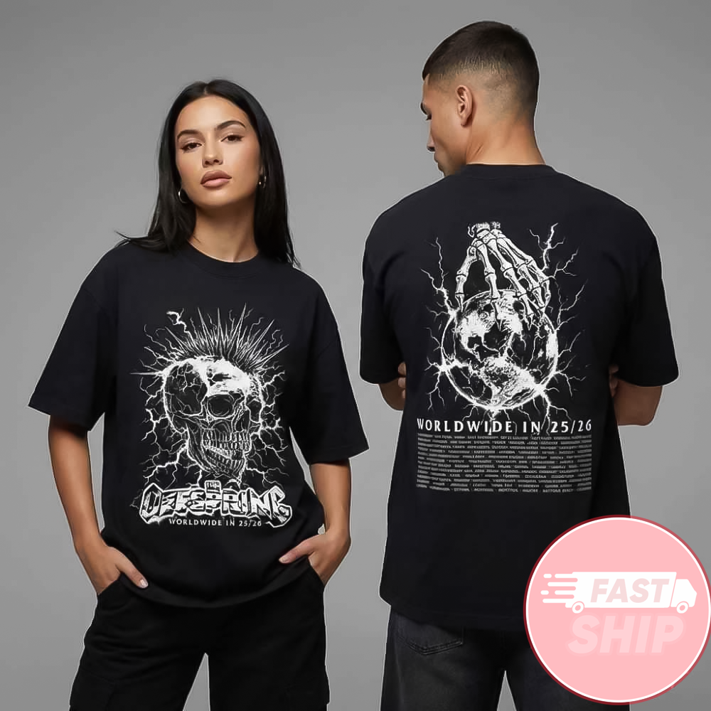 The Offspring Supercharged Worldwide Tour 2026 Mohawk Skull 2026 Tour T-Shirt Gift For Besties