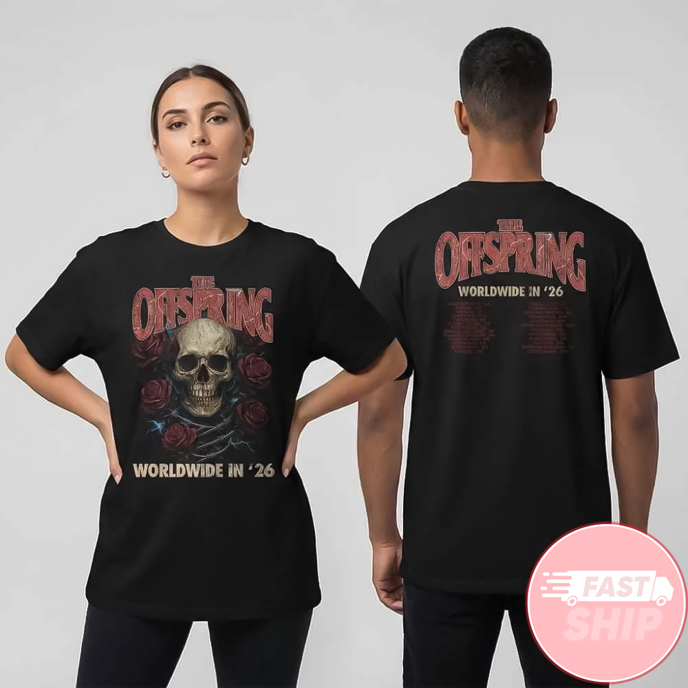 The Offspring Supercharged Worldwide Tour 2026 Rose Skull T-Shirt The Offspring Merch