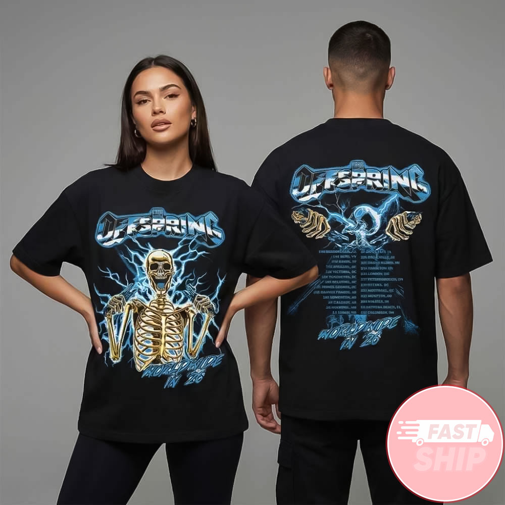 The Offspring Supercharged Worldwide Tour 2026 Spark Plug Skeleton T-Shirt Fans Gifts