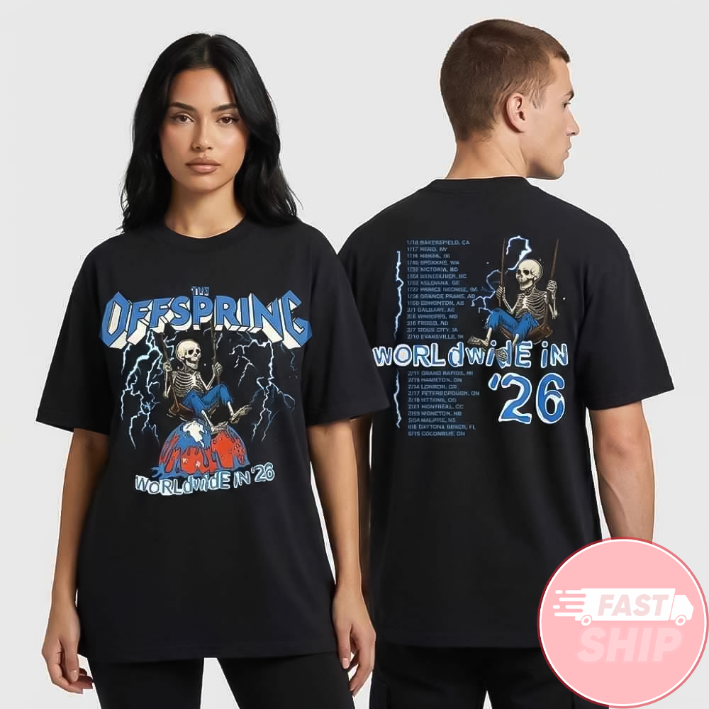 The Offspring Supercharged Worldwide Tour 2026 Swinging Skeleton T-Shirt Gifts For Fans The Offspring Supercharged Worldwide Tour 2026 Swinging Skeleton T-Shirt Gifts For Fans