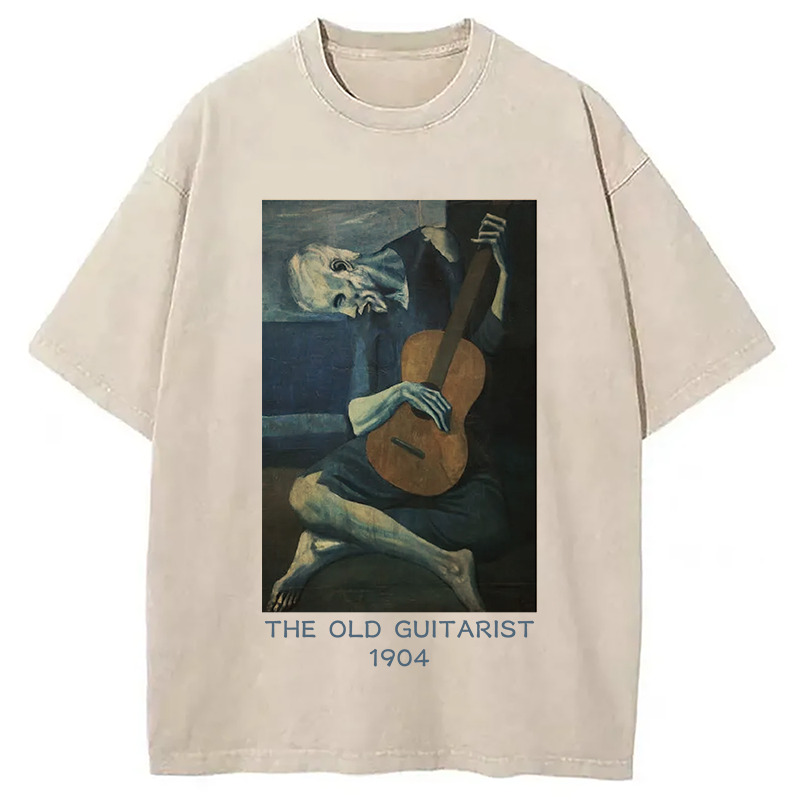 The Old Guitarist Washed T-Shirt Trendy Aesthetic Graphic Apparel Gifts For Her The Old Guitarist Washed T-Shirt Trendy Aesthetic Graphic Apparel Gifts For Her