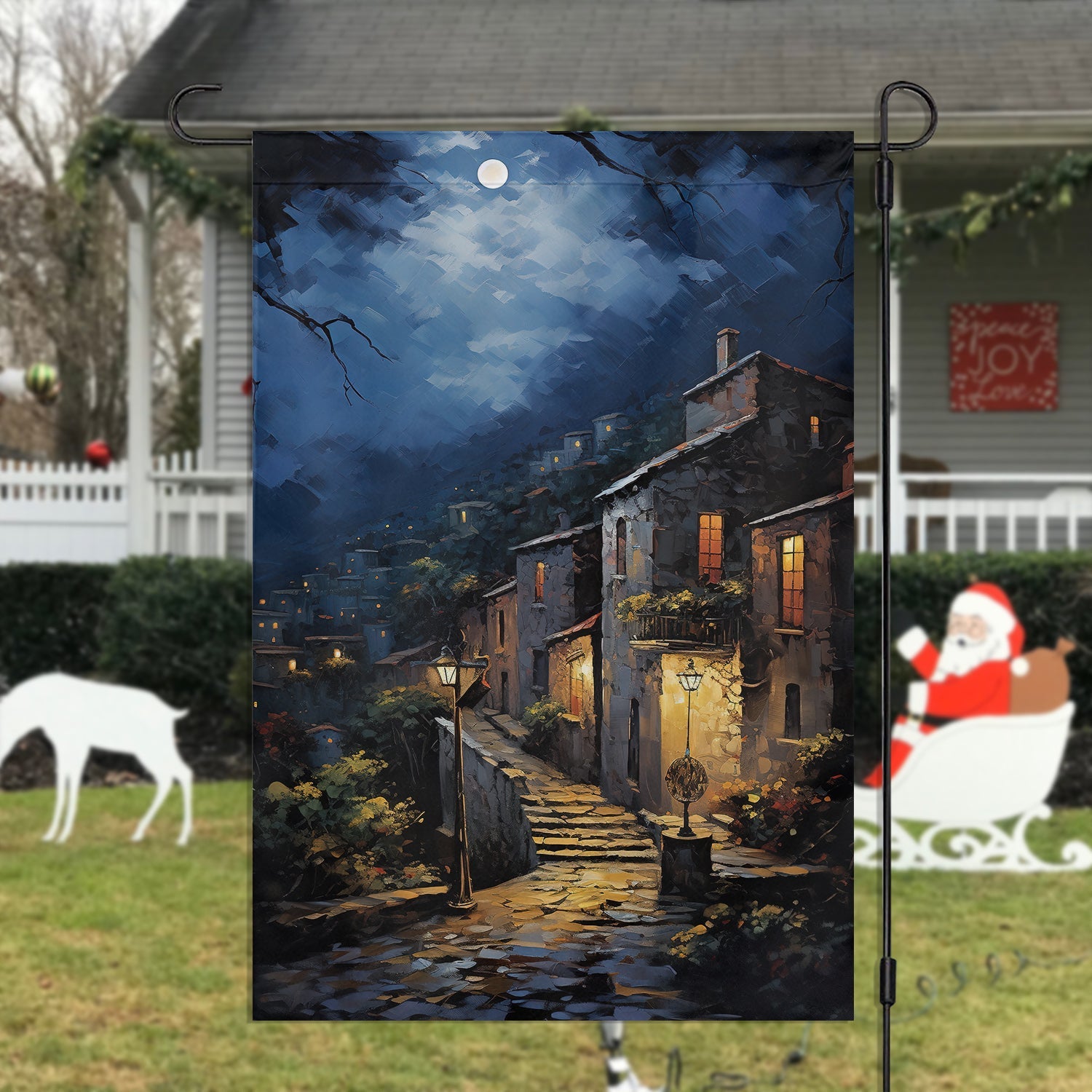 The Old Village Christmas Garden Flag Christmas Home Decor Gift Xmas Gifts