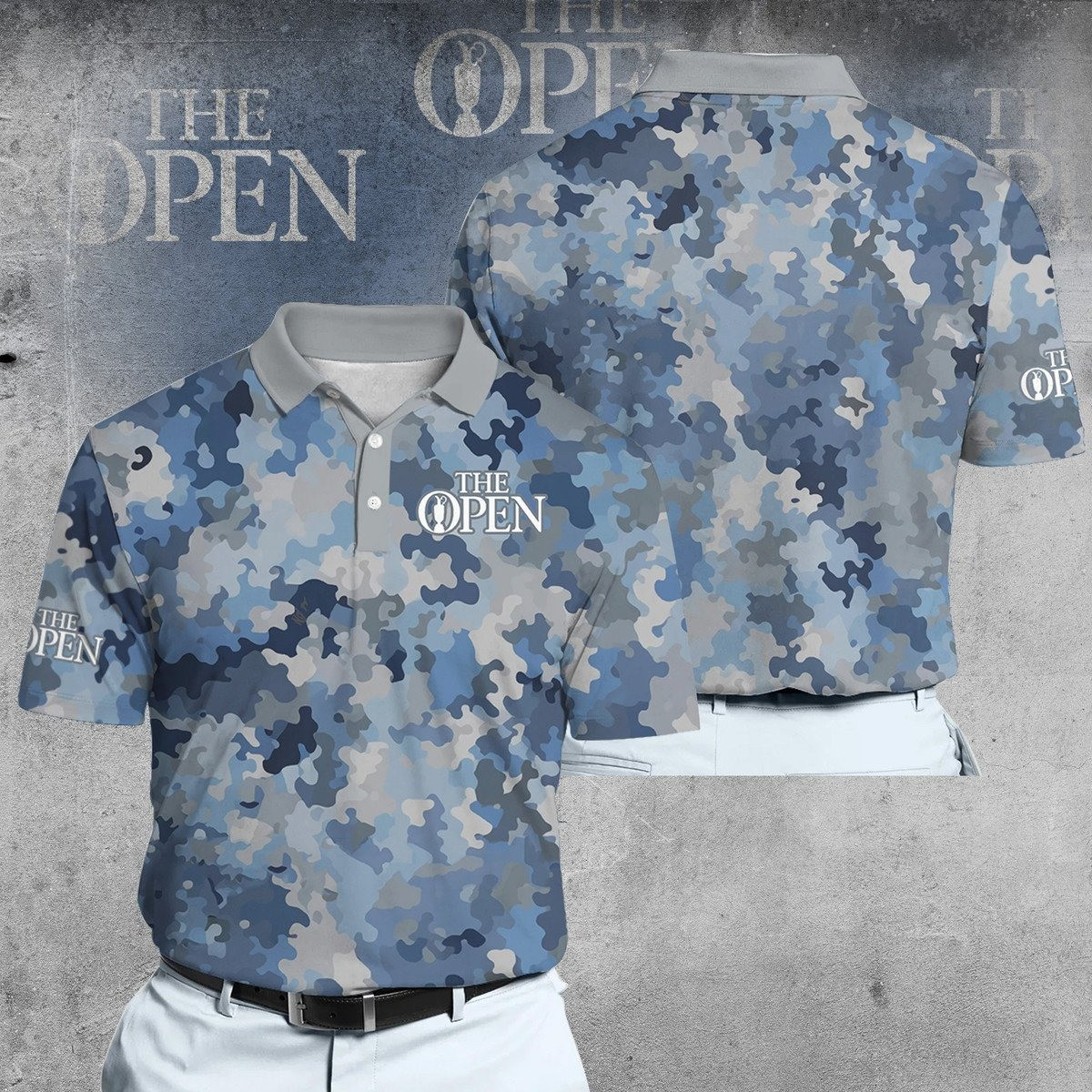 The Open Blue Camouflage Pattern Men Polo Shirt Golf Gifts For Men