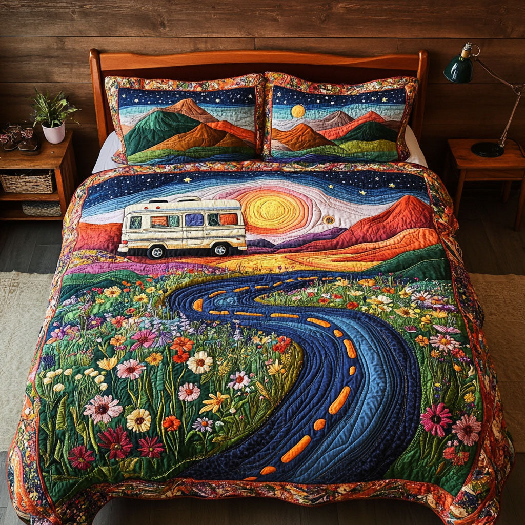 The Open Road Quilted Bedding Set Cute Bedroom Decor Gift Ideas For Hippie Mom