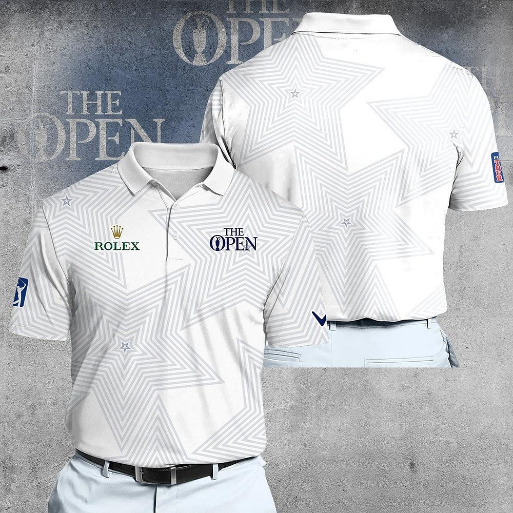 The Open Star PGA Tour Pattern Rolex Men White Polo Shirt Best Gift For Golfer