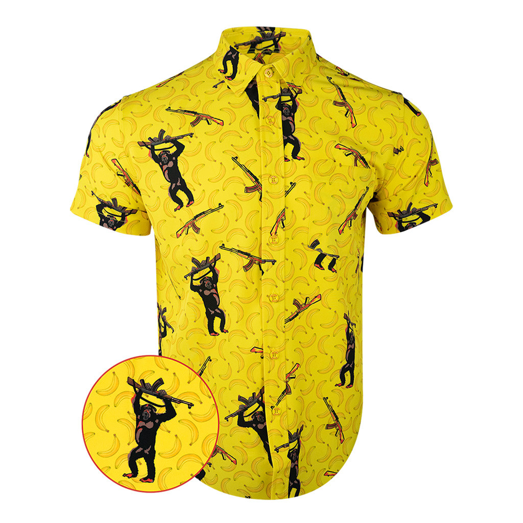 The Origin Button Down Shirt Banana And Gun Print Hawaiian Shirt Christmas Gifts For Friends The Origin Button Down Shirt Banana And Gun Print Hawaiian Shirt Christmas Gifts For Friends