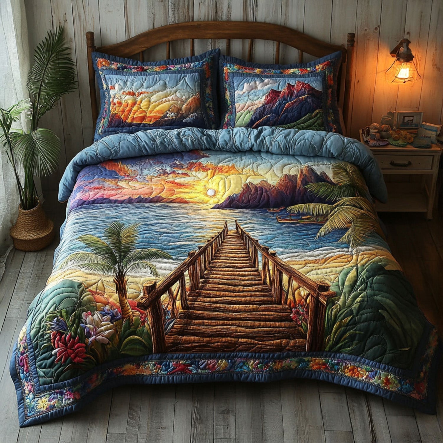 The Path to the Sea Quilted Bedding Set Bed Decor Ideas Best Fishing Gifts