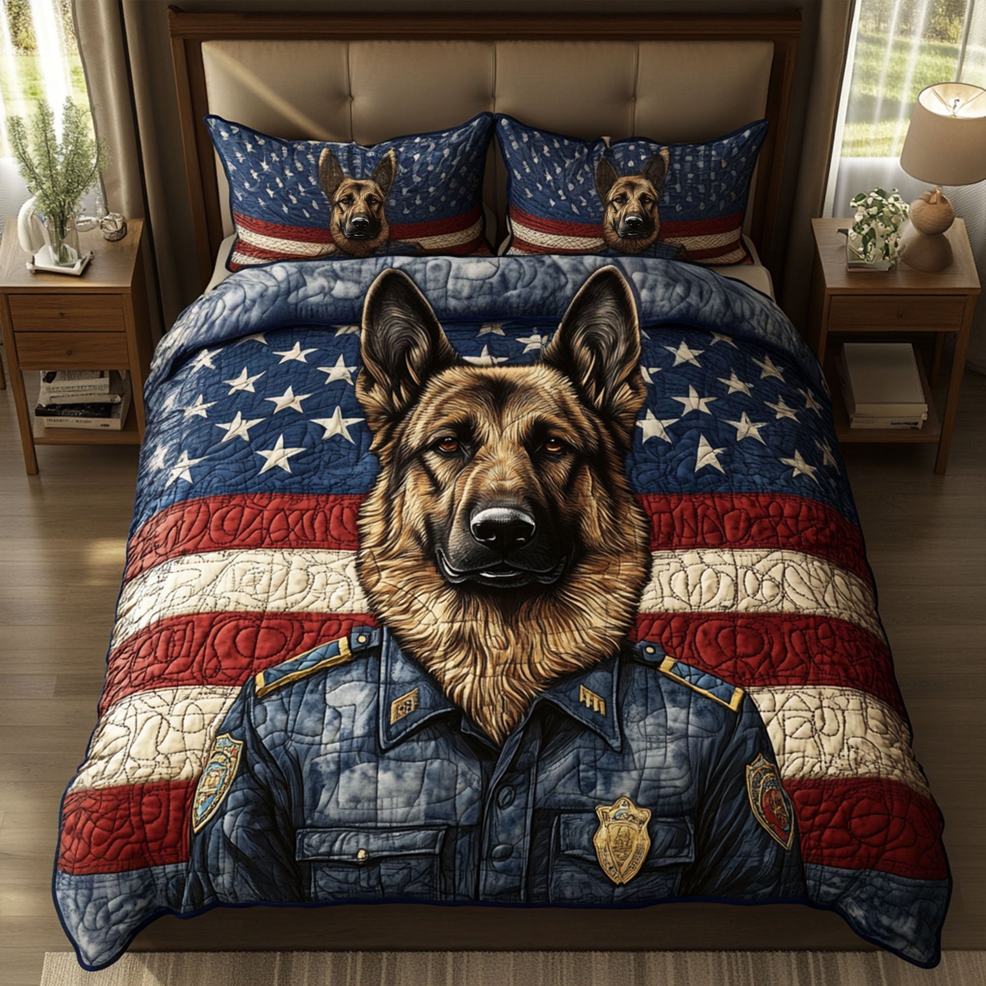 The Patriotic Shepherd Quilted Bedding Set Soft and Cozy Bedding Set for Comfortable Sleep
