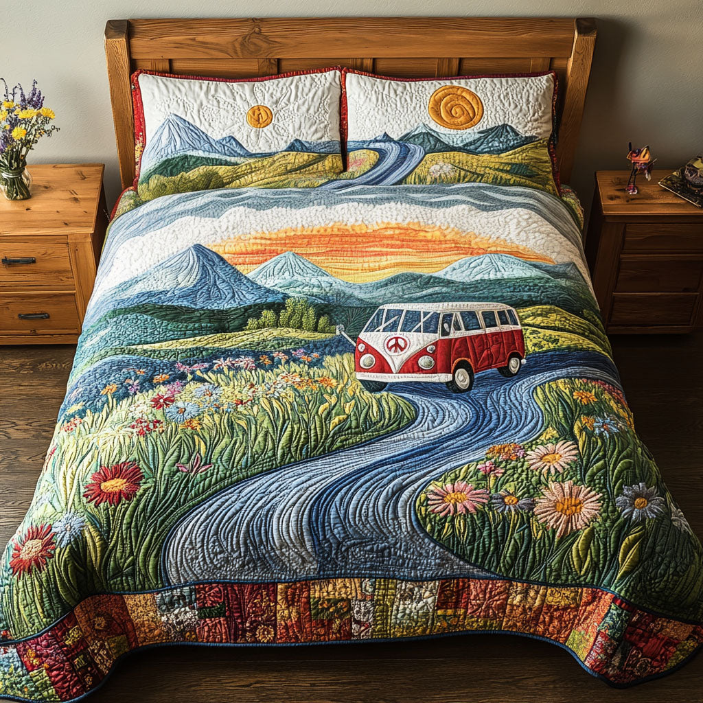 The Peaceful Explorer Quilted Bedding Set Aesthetic Room Decor Hippie Gift Ideas