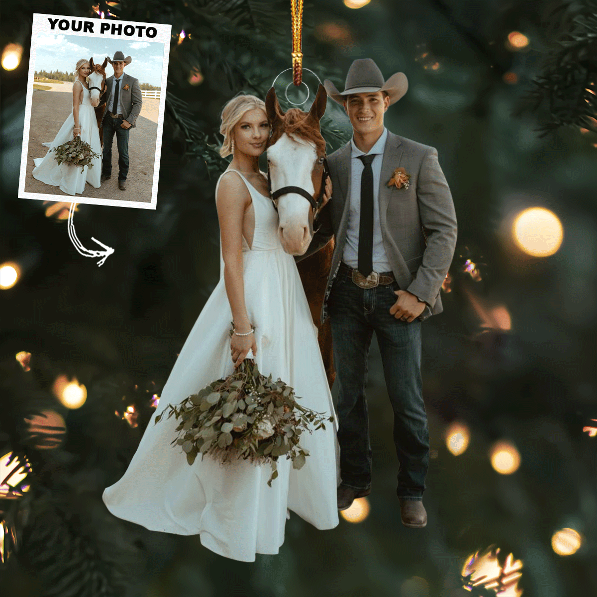 The Perfect Pair Personalized Photo Mica Ornament Christmas Gift For Couple Family members