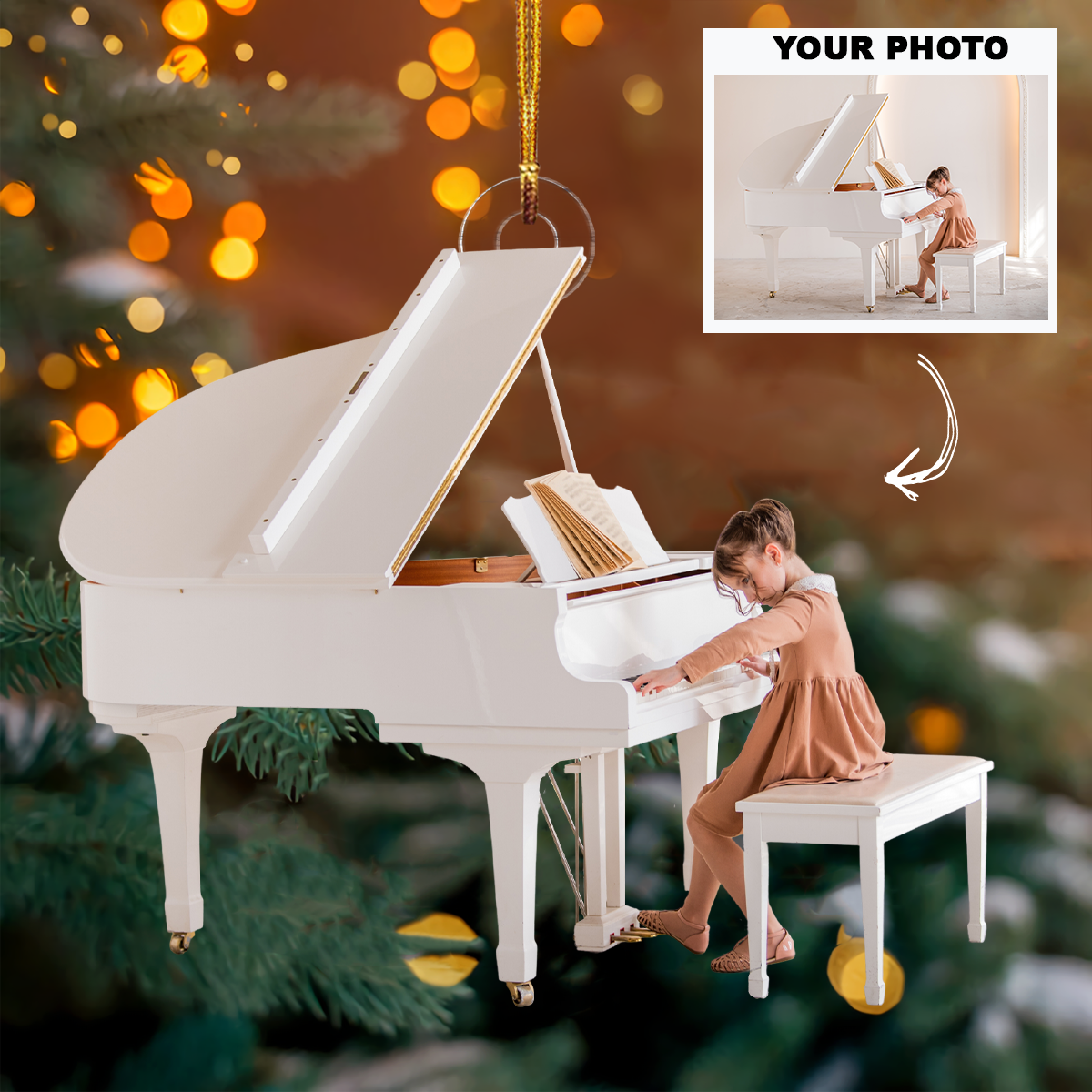 The Pianist Personalized Photo Mica Ornament Customized Your Photo Ornament Christma