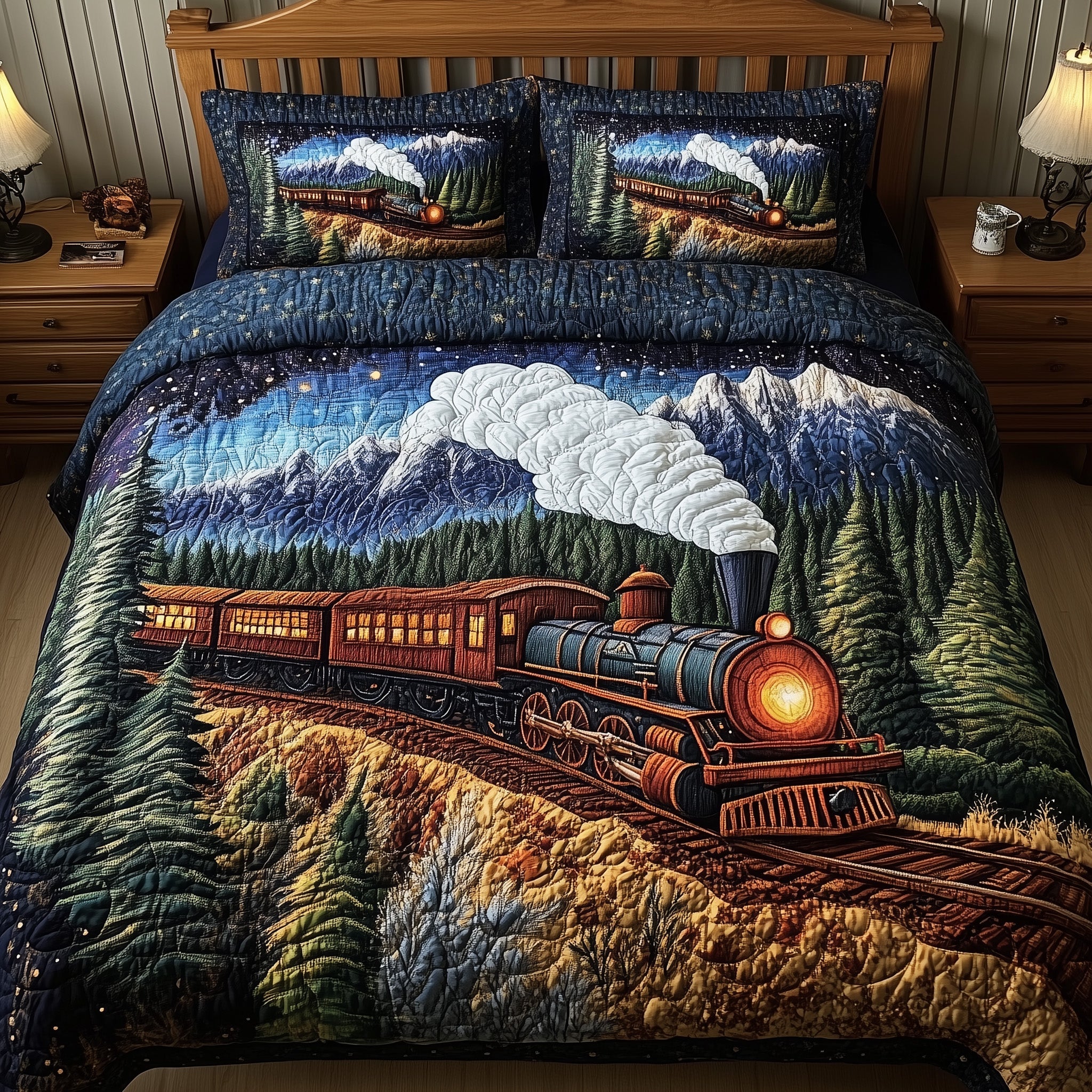 The Pine Valley Express Quilted Bedding Set Duvet Cover Merchandise Cool Train Gifts
