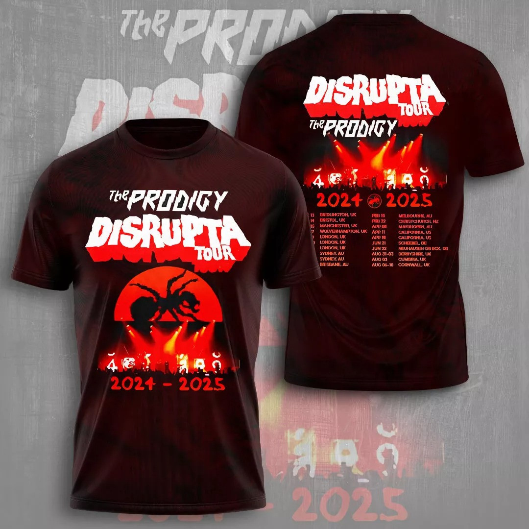 The Prodigy Disrupta Tour 2025 3D T-Shirt Presents For Music Lovers