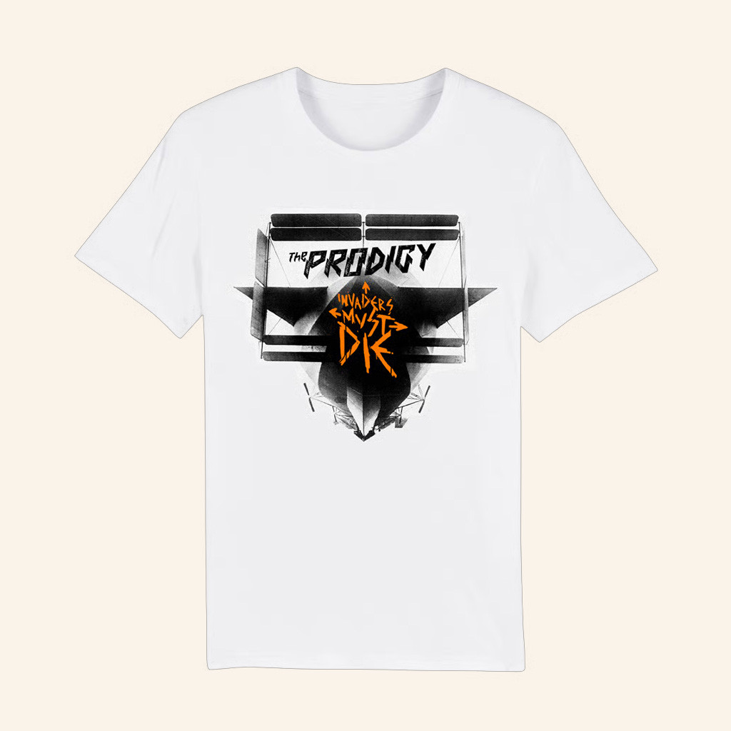 The Prodigy Merch Invaders Must Die Album White T-Shirt Birthday Gifts For Music Lovers