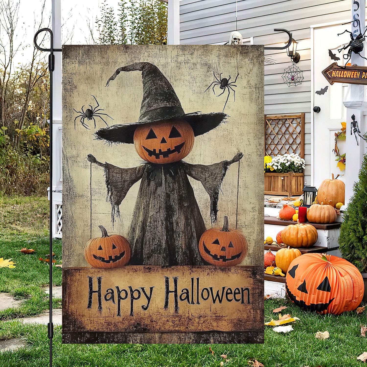 The Pumpkin Scarecrows Halloween Flag Pumpkin Vibe Spooky Decor Gift For Pumpkin Lovers