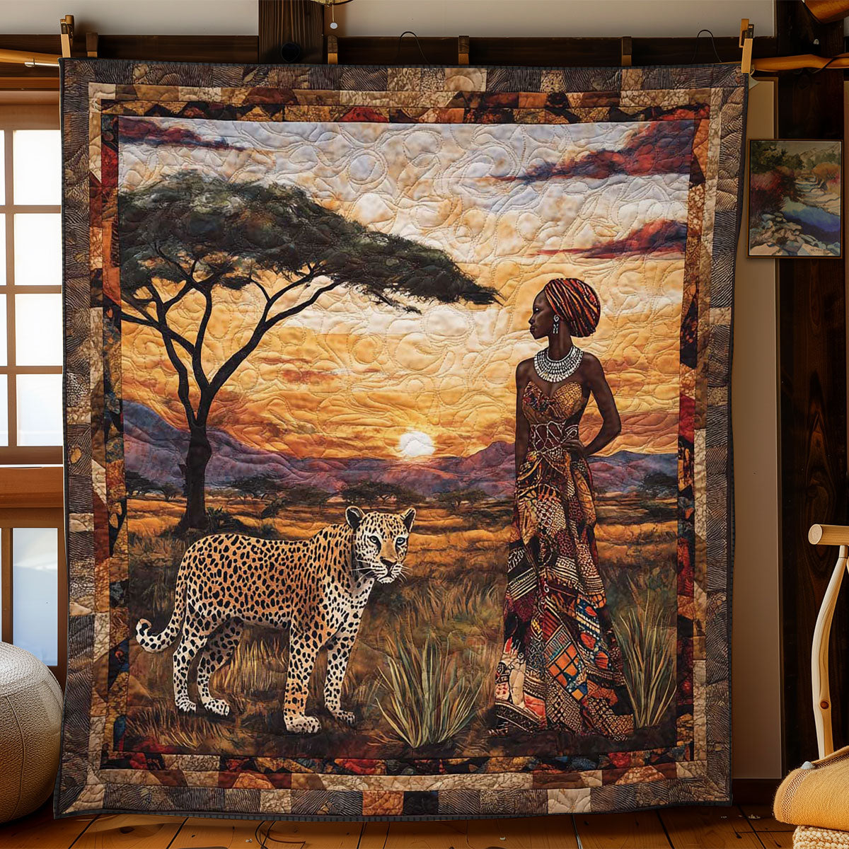 The Queen And Leopard Quilt Blanket African Art Throw Blanket Presents For Native