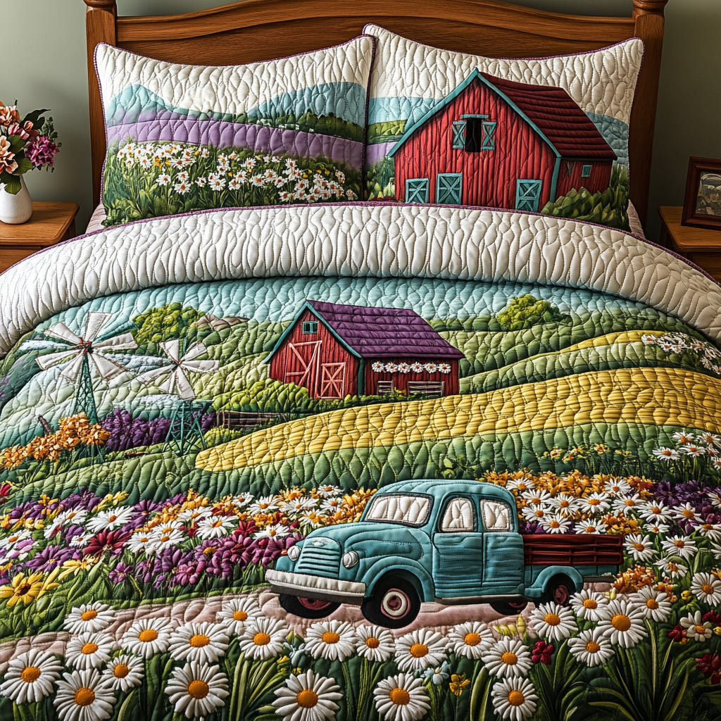 The Quiet Barn Quilted Bedding Set Farmhouse Bed Ideas Family Gift Ideas