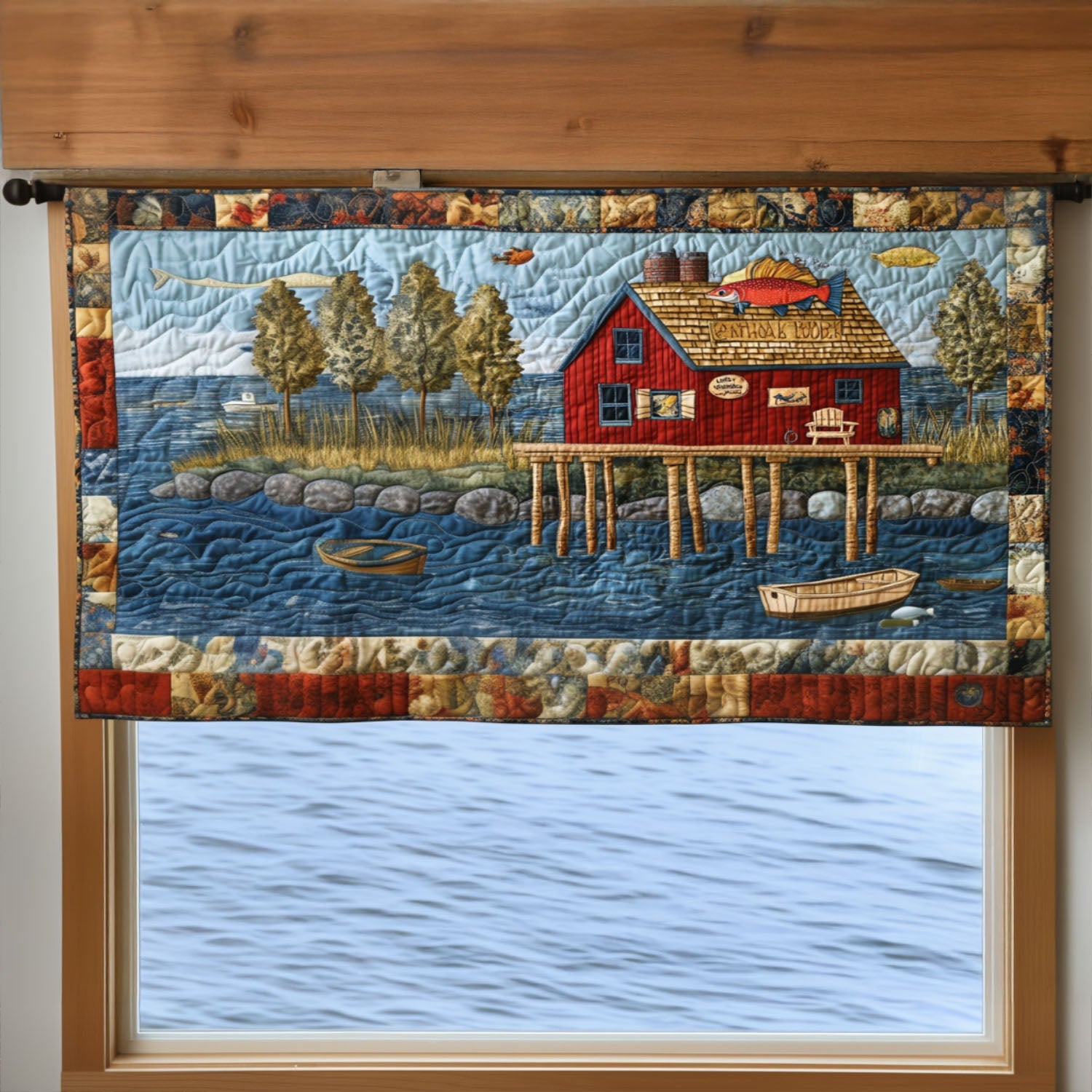 The Quiet Dock Quilted Valance Rustic Window Valance Special Step Dad Gifts