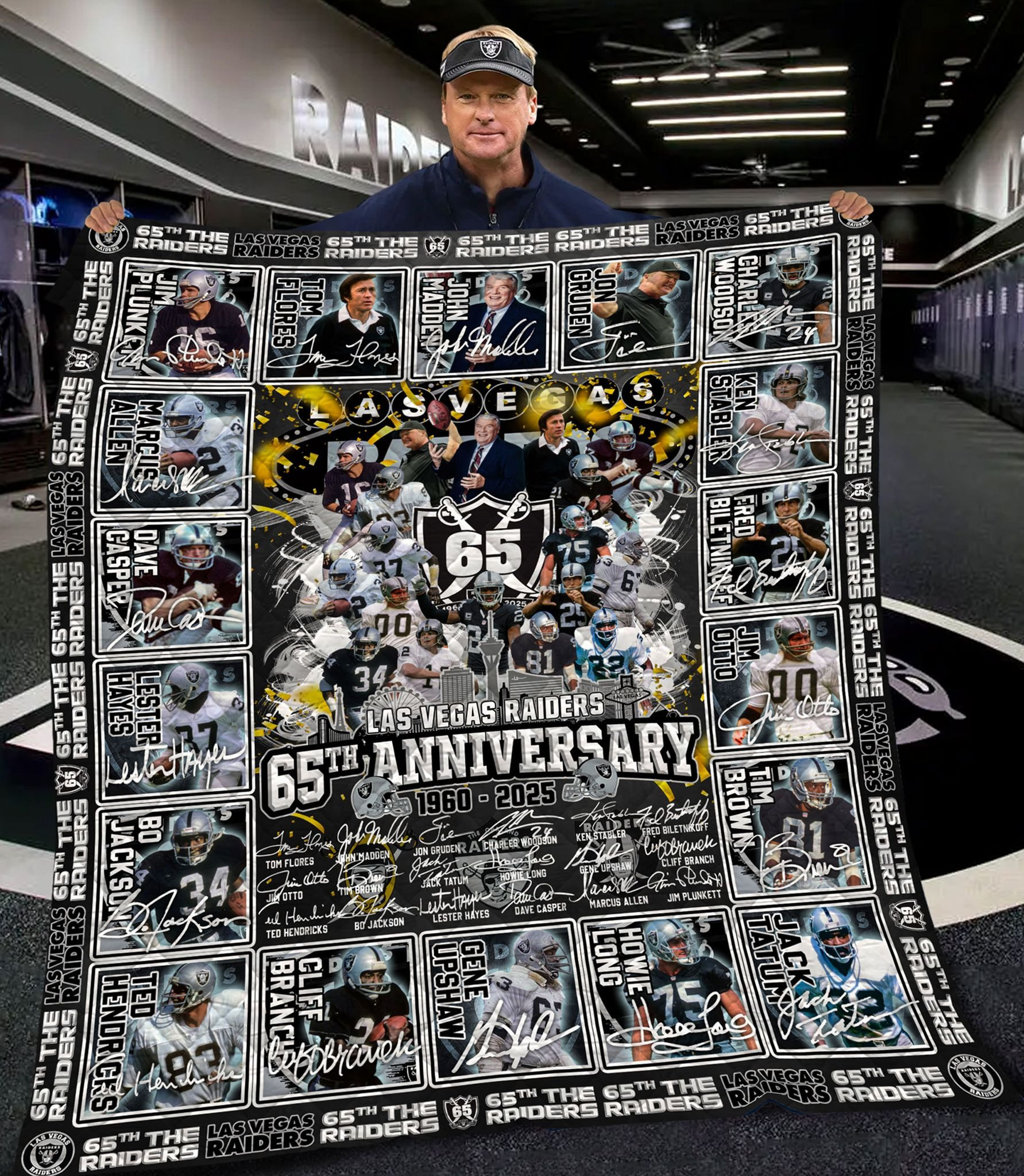 The Raiders 65Th Anniversary 1960-2025 Fleece Blanket Las Vegas Raiders Gifts For Him