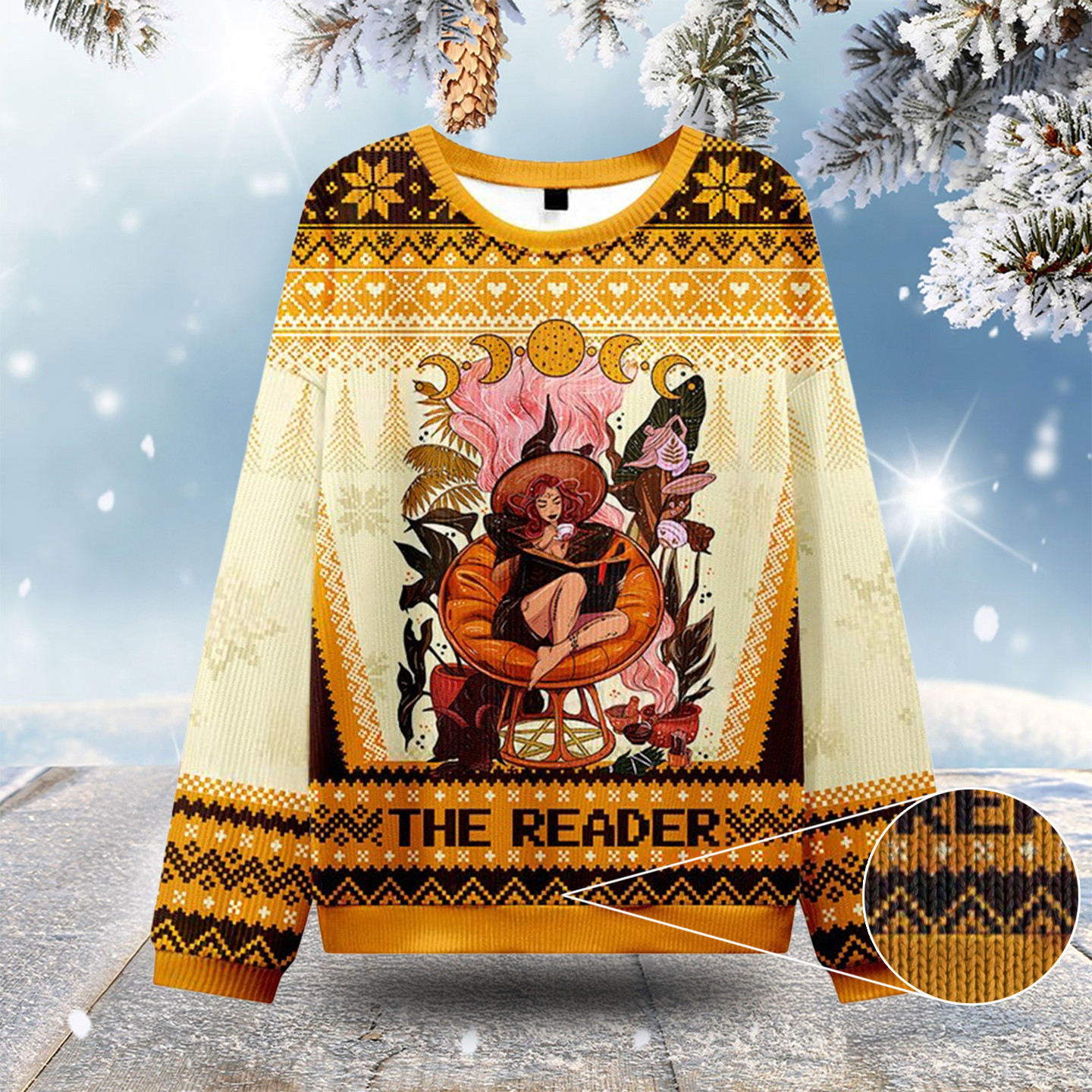 The Reader Moonlit Tales Ugly Christmas Sweatshirts Holiday Christmas Sweaters Gifts For Her