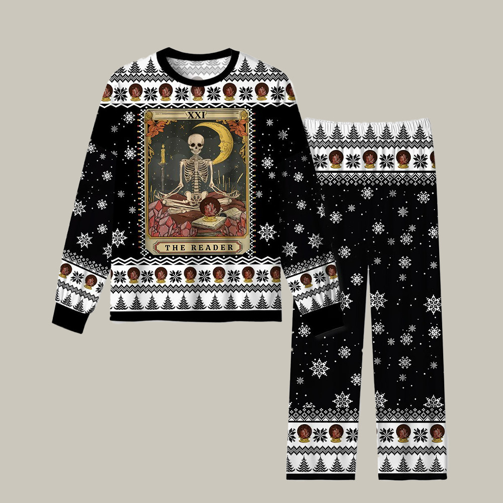 The Reader Tarot Christmas Pajamas Witchy Tarot Merch Xmas Gifts For Tarot Readers