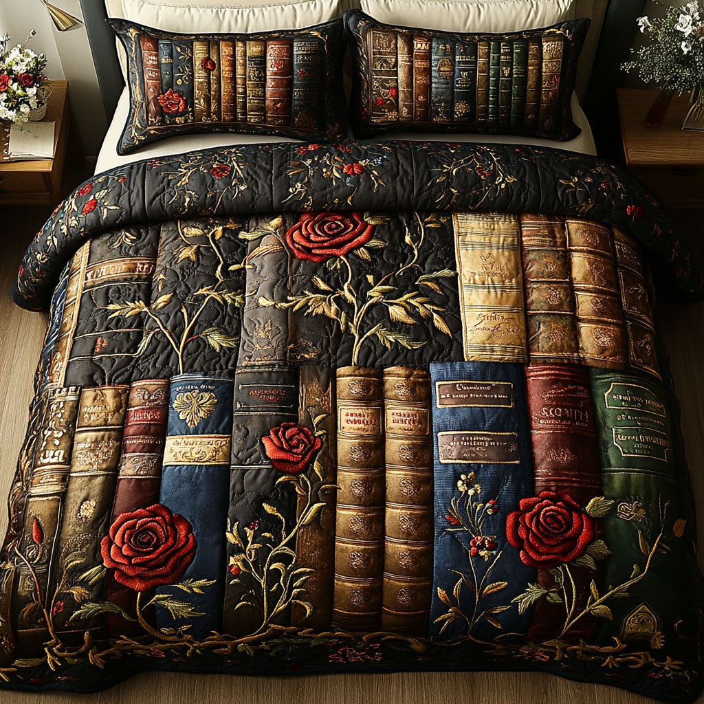The Reading Nook Quilted Bedding Set Xmas Holiday Duvet Cover Set Book Lovers Gifts For Brothers