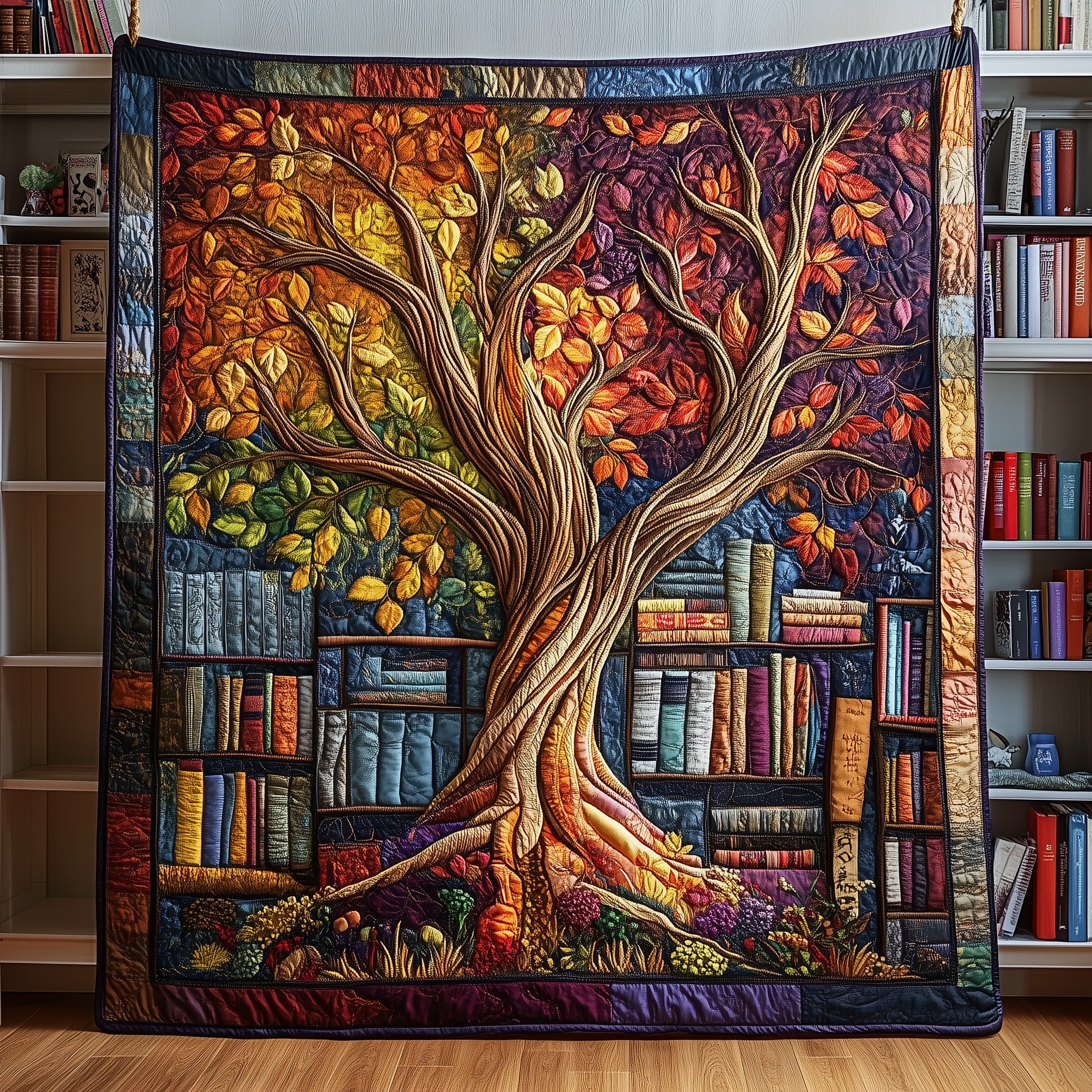 The Reading Tree Quilted Blanket Nice Throw BlanketBook Lover Gifts For Girlfriend