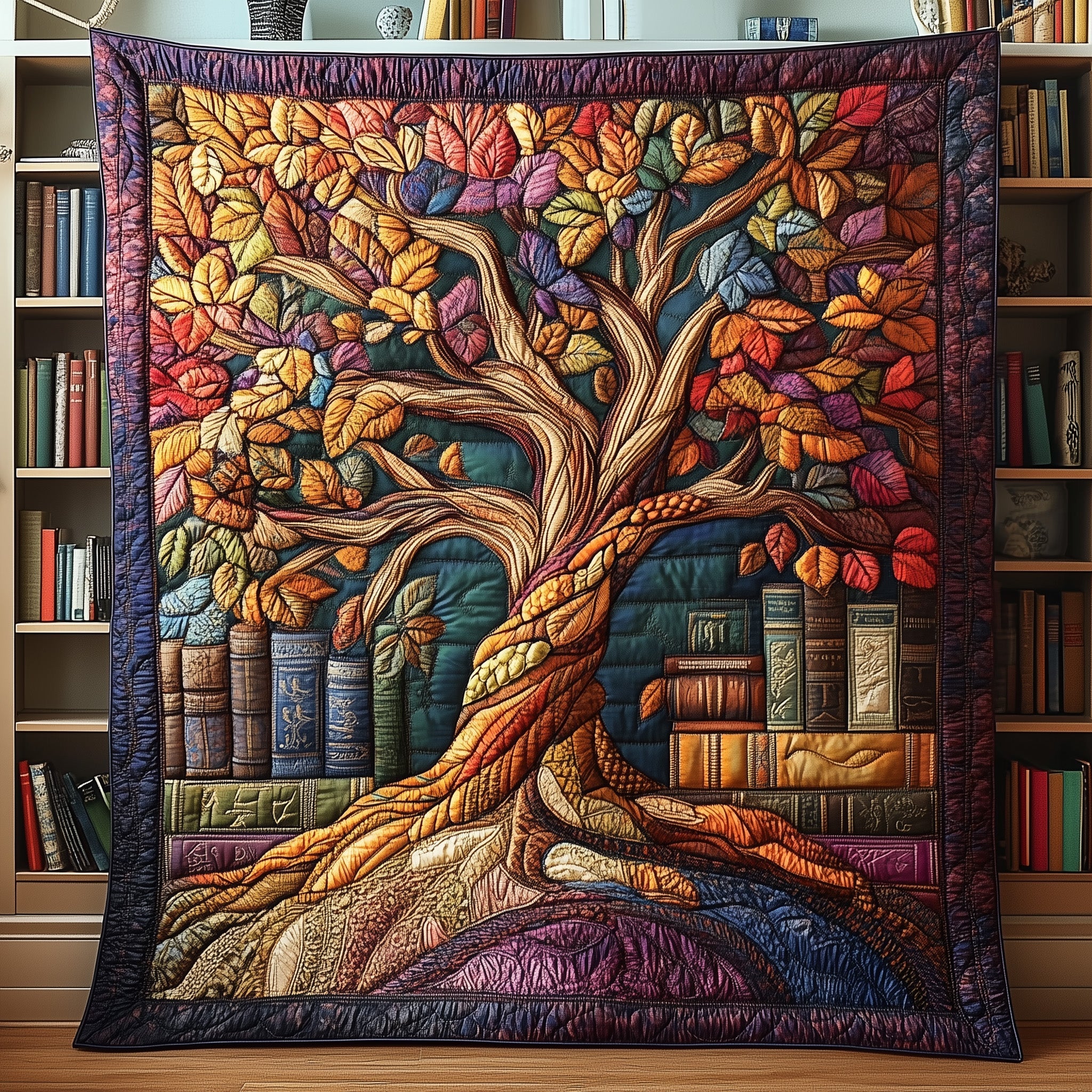 The Reading Tree Quilted Blanket Nice Throw BlanketBook Lovers Gifts For Mom