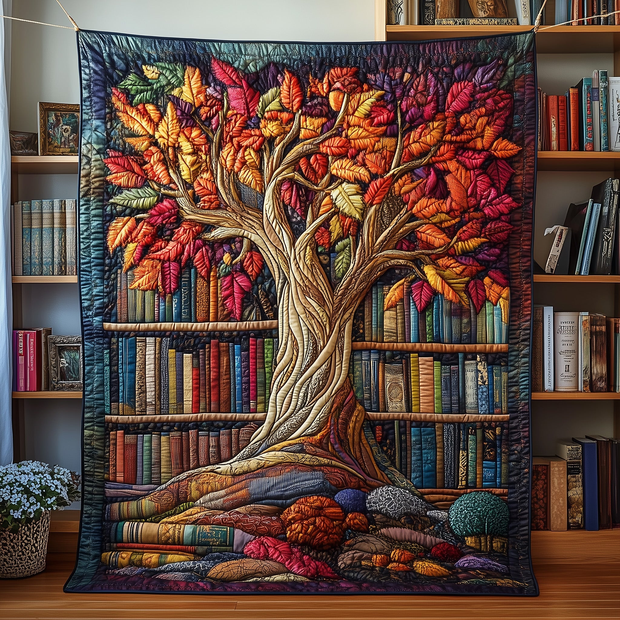 The Reading Tree Quilted Blanket Nice Throw BlanketGifts For Book Lovers Friends