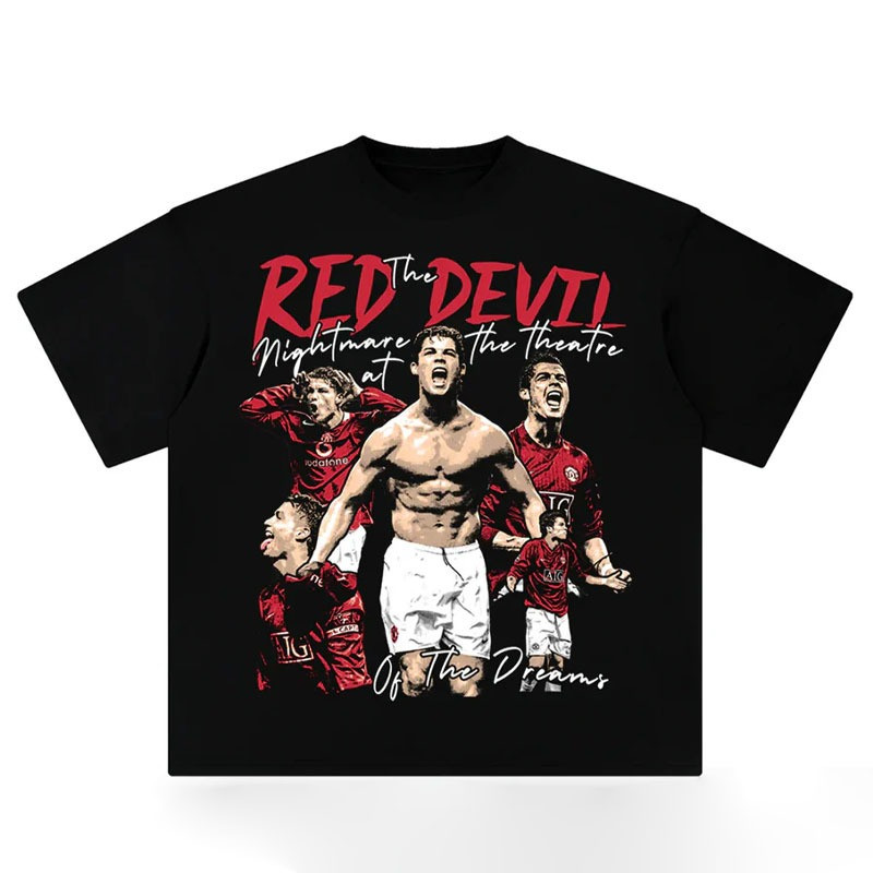 The Red Devil Cristiano Ronaldo Print T-Shirt Gifts For Boyfriend