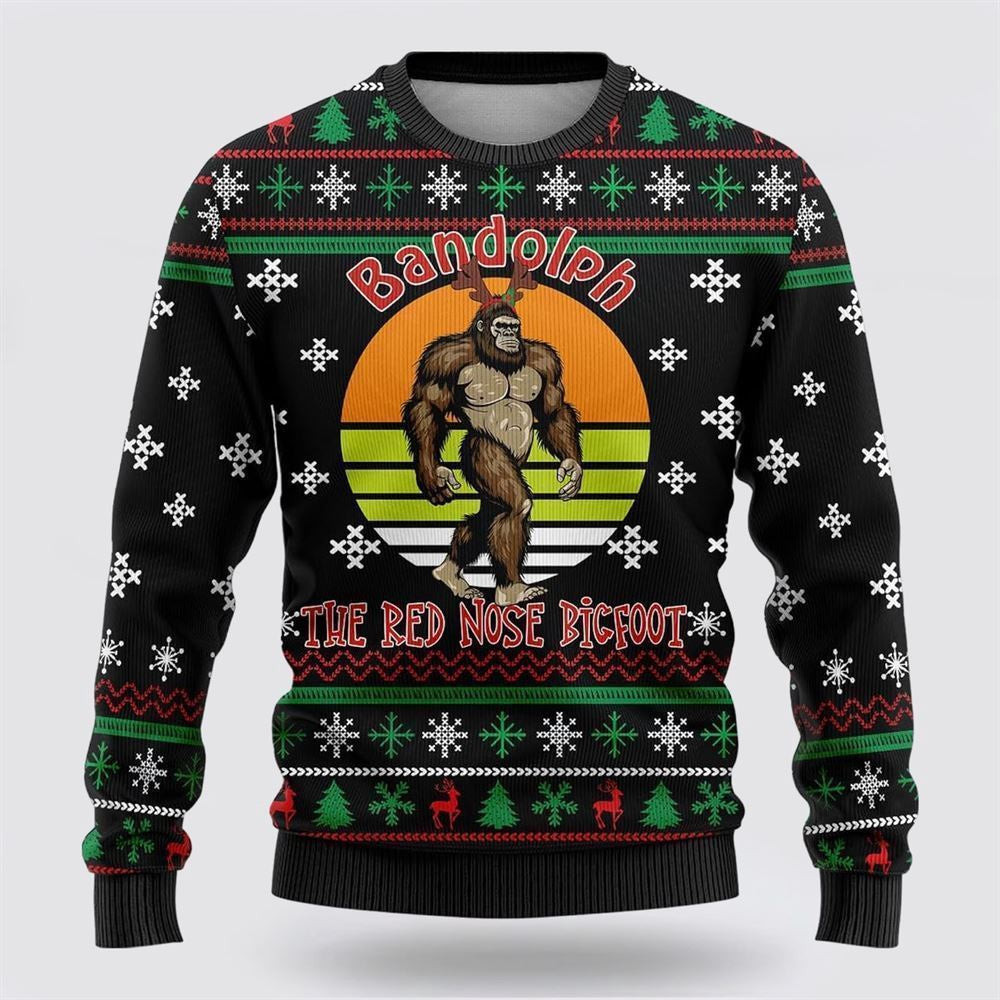 The Red Nose Bigfoot Ugly Christmas Sweater Ugly Christmas Sweatshirt Unisex Christmas Gift