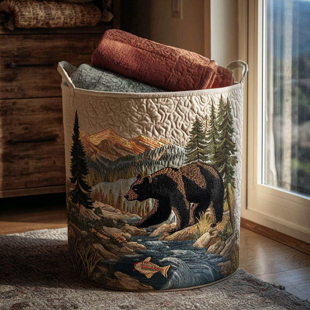 The River Watcher Quilted Laundry Basket Home Essential Gift Quilted Laundry Basket with Style