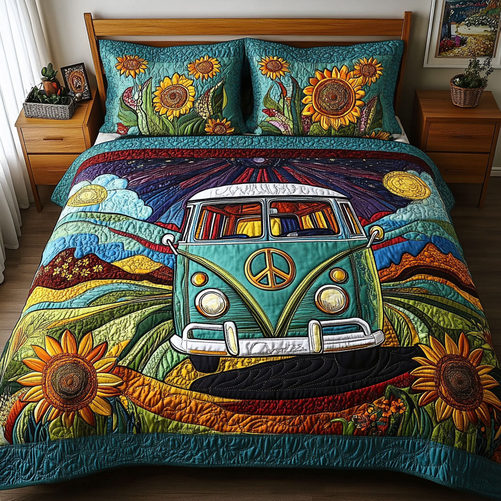 The Roadtrip Icon Quilted Bedding Set Cute Bedroom Decor Christmas Gifts For Hippie Mom