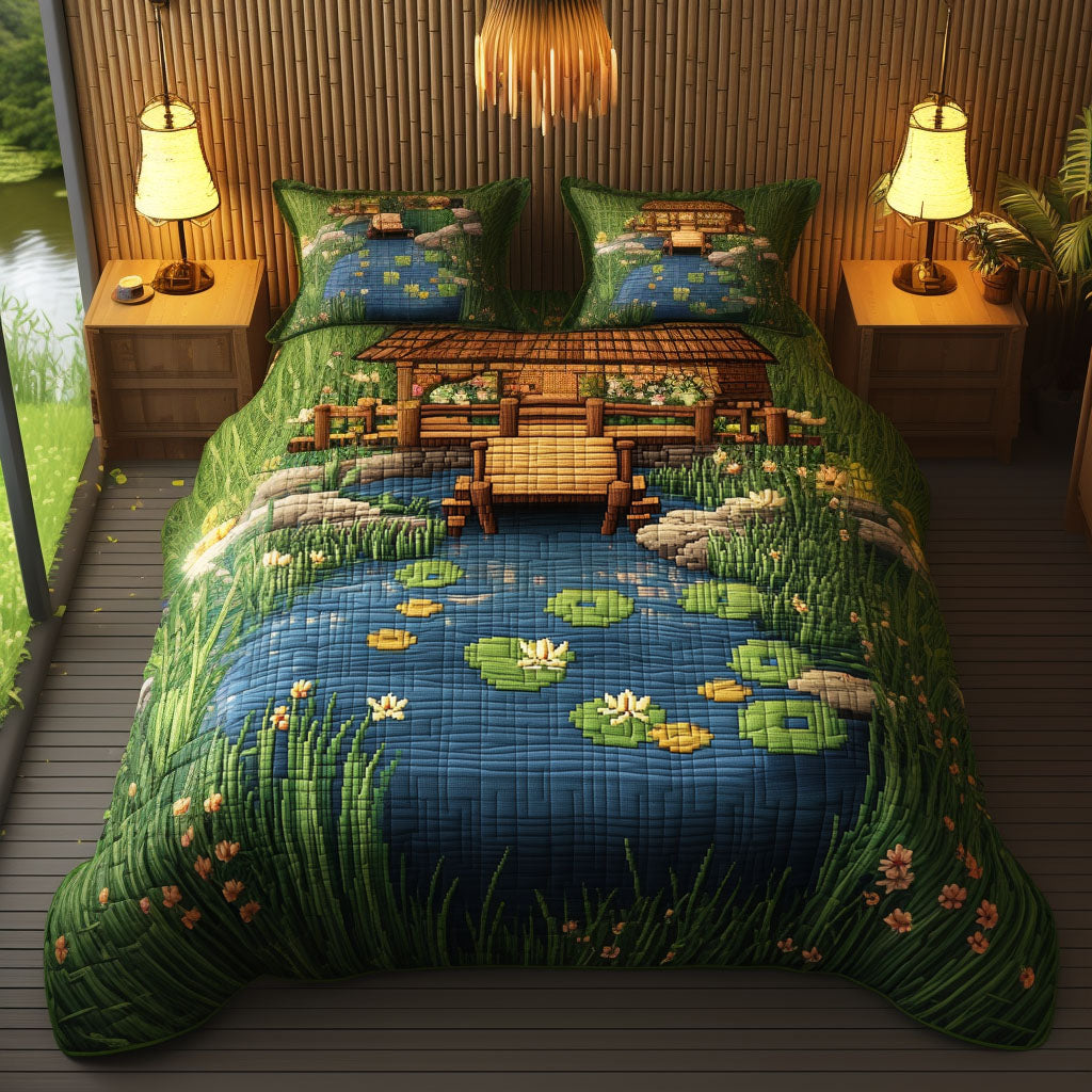 The Rod and Reel Hut Quilted Bedding Set Best Bedspread Set Best Gifts For Fisherman