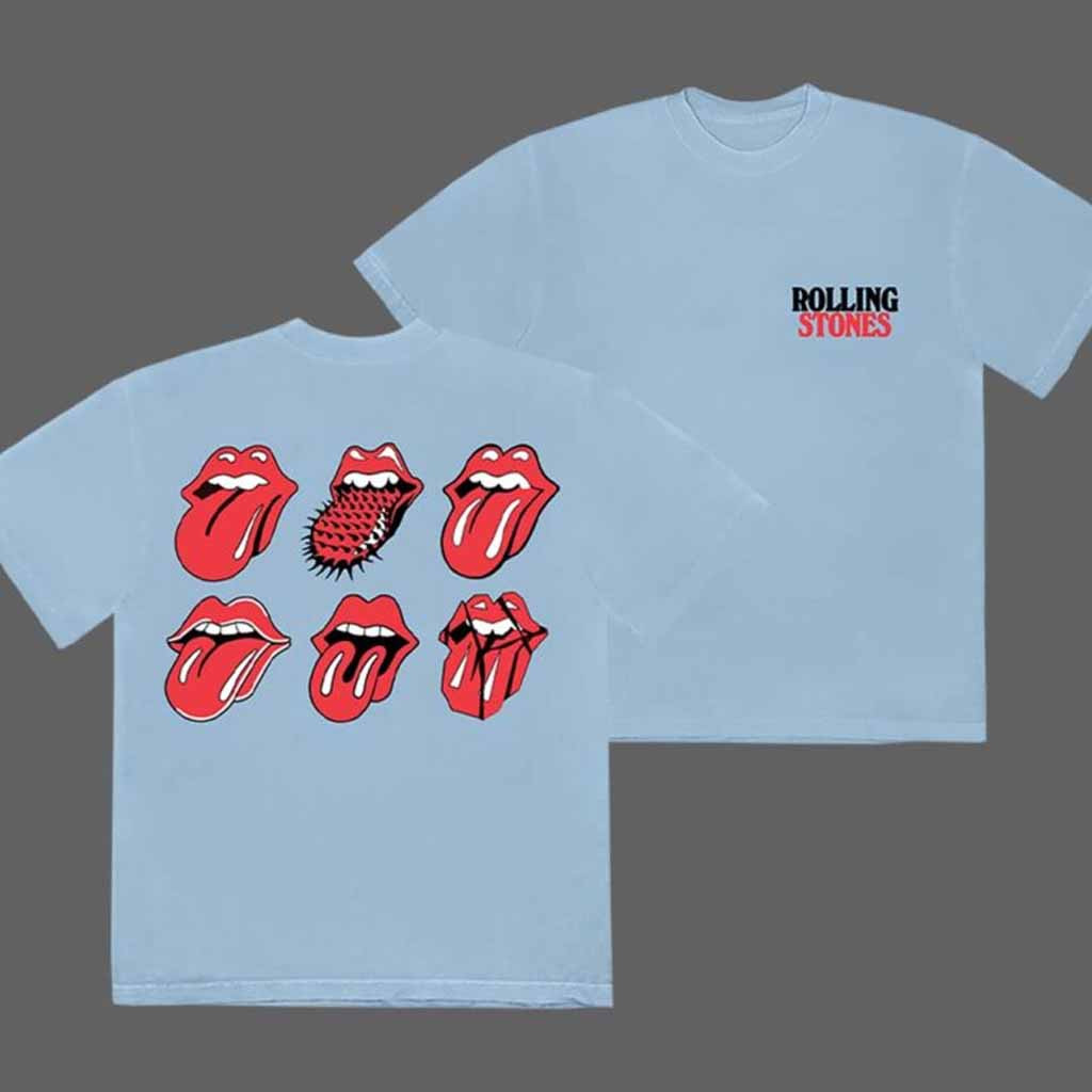 The Rolling Stones Licks The Evolutionary Tongue Artwork Baby Blue T-Shirt The Rolling Stones Merch Gifts For Her