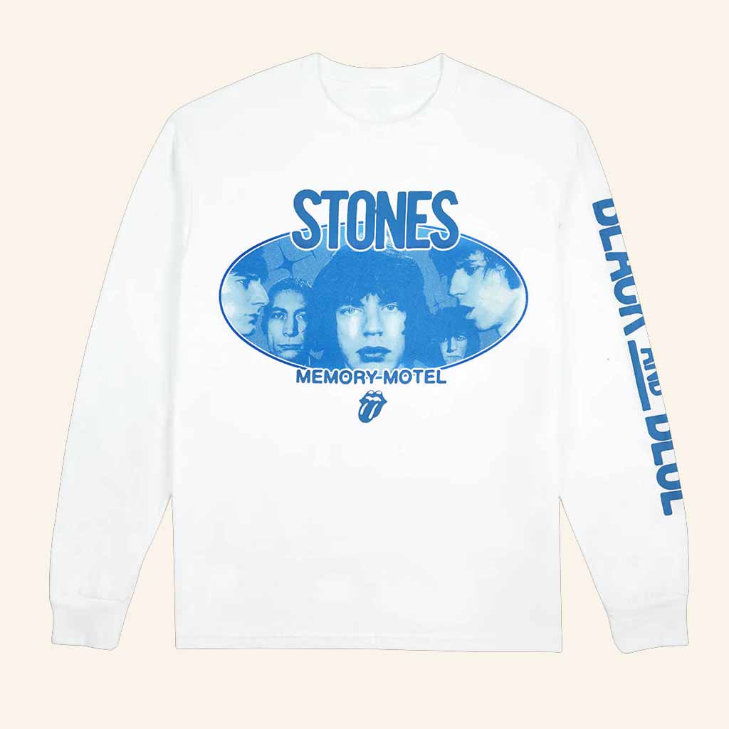 The Rolling Stones Merch Black And Blue Memory Motel Long Sleeve Shirt Gift For Fans
