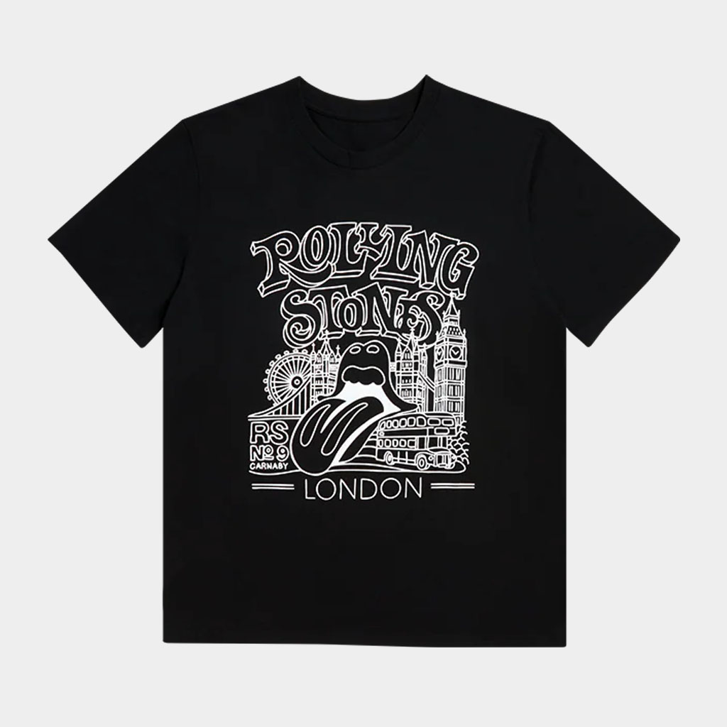 The Rolling Stones Merch Rs No 9 London Graphic Black T-Shirt Gifts For Rock Lovers The Rolling Stones Merch Rs No 9 London Graphic Black T-Shirt Gifts For Rock Lovers