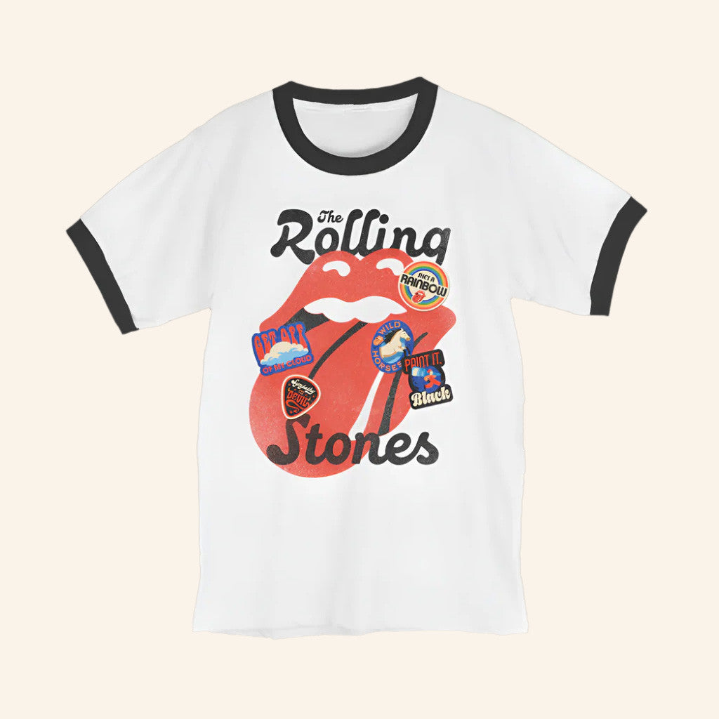 The Rolling Stones Merch Stickered Tongue Ringer T-Shirt Gifts For Her The Rolling Stones Merch Stickered Tongue Ringer T-Shirt Gifts For Her