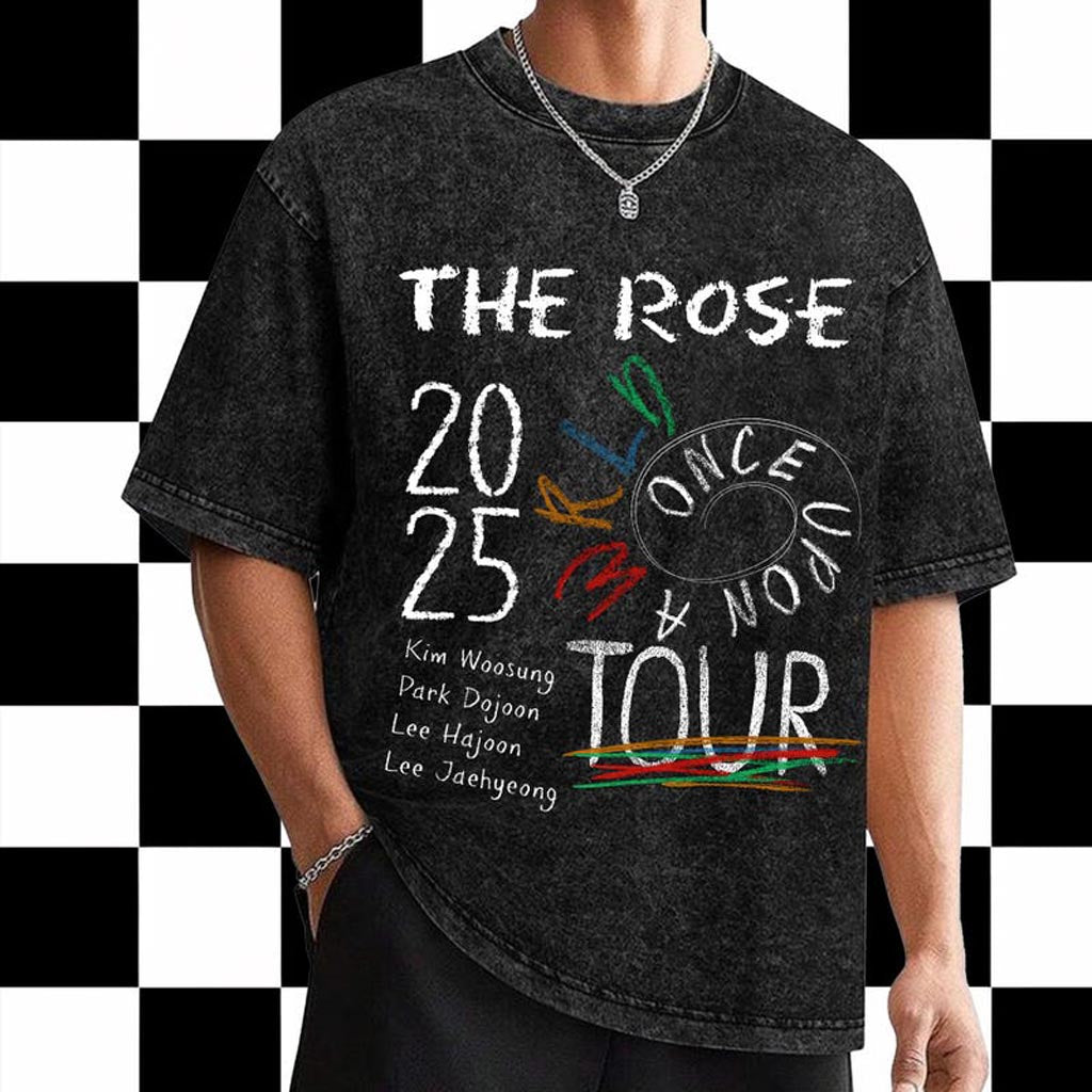 The Rose Once Upon A WRLD Tour Mineral Black Wash T-shirt The Rose 2025 World Tour Mineral Shirt The Rose Once Upon A WRLD Tour Mineral Black Wash T-shirt The Rose 2025 World Tour Mineral Shirt