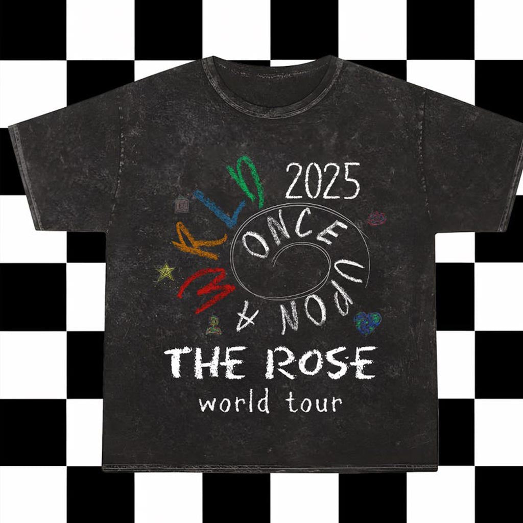The Rose Once Upon A WRLD Tour Mineral Wash T-Shirt The Rose 2025 World Tour Mineral Black Tee The Rose Once Upon A WRLD Tour Mineral Wash T-Shirt The Rose 2025 World Tour Mineral Black Tee