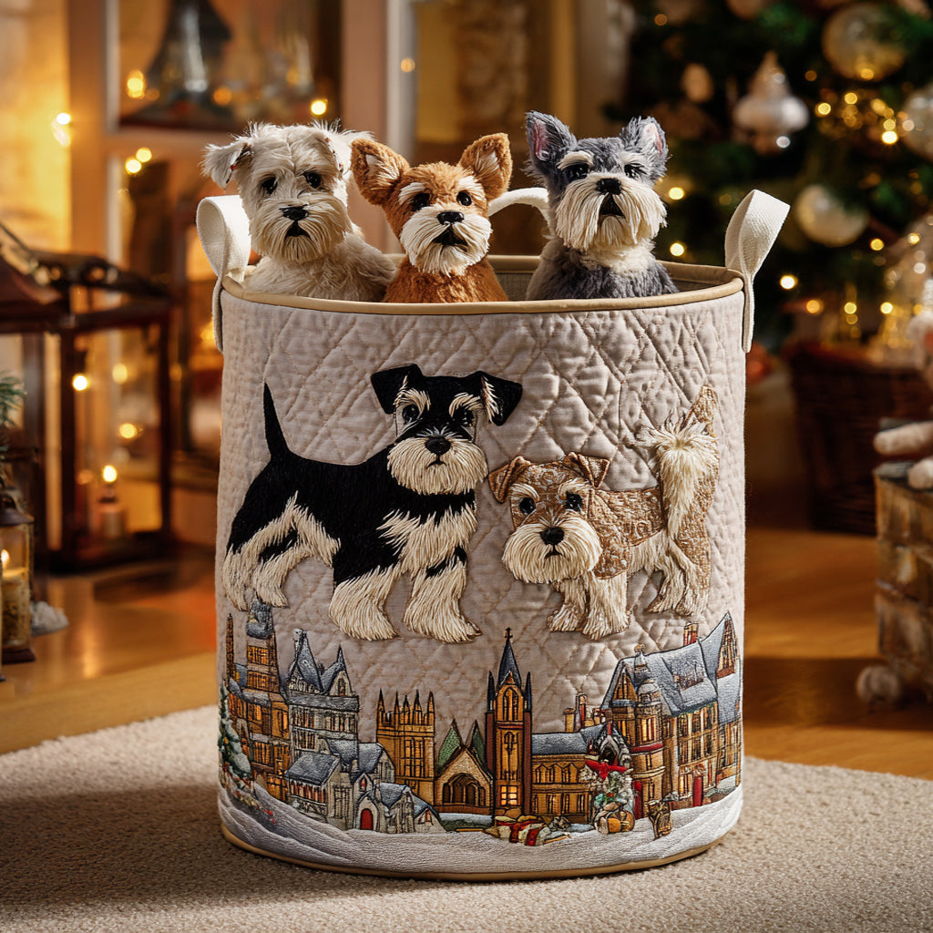 The Schnauzer Soul Quilted Laundry Basket Useful Quilted Laundry Basket Gift for Housewarming